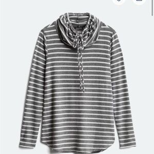 Pink Clover Gray and White Striped Sweater